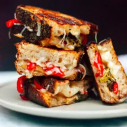 Balsamic Roasted Broccoli And Red Pepper Grilled Cheese