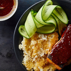 Gochugaru Salmon With Crispy Rice