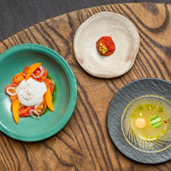 Heirloom Tomatoes, Burrata, Pine Nuts, Stone Fruit
