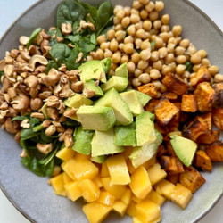 Roasted Sweet Potato, Chickpea, Mango And Avocado Salad