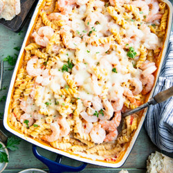 Dump-and-bake Shrimp Alfredo