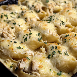 Garlic Butter Chicken Alfredo Stuffed Shells Recipe