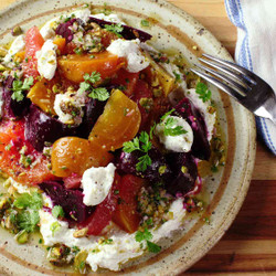 Roasted-beet And Citrus Salad With Ricotta And Pistachio Vinaigrette Recipe