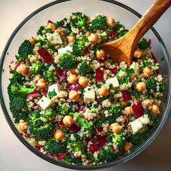 Delicious Roasted Broccoli Quinoa Salad Recipe With Chickpeas