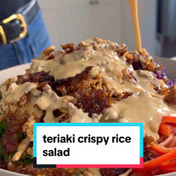 Teriyaki Chicken Crispy Rice Salad With Creamy Sesame Ginger Dressing
