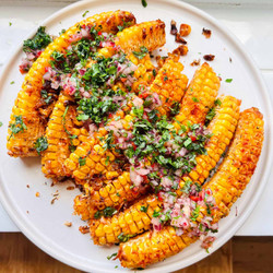 Paprika Corn Ribs w/ Lime &amp; Chilli Salsa aka Elote