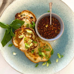 Quick Sourdough Discard Scallion Pancakes [with Dipping Sauce]
