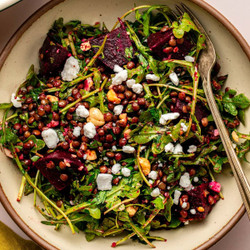 Fantastic Beet &amp; Lentil Salad With Garlic Dressing
