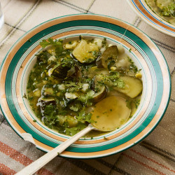 Summer Bean Vegetable Soup with chili and lime
