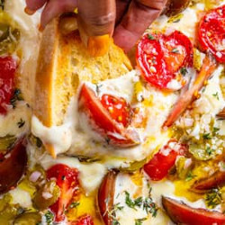 Tomatoes With Fontina Sauce And Cornichon Dressing