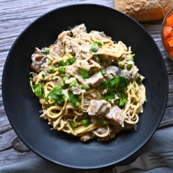 Slow Cooker Turkey Tetrazzini - Leftover Turkey Recipe