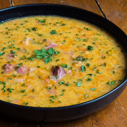 Traditional Scottish Lentil Soup With Ham Hough