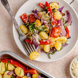 Sheet Pan Gnocchi With Zucchini, Tomatoes, And Bell Peppers
