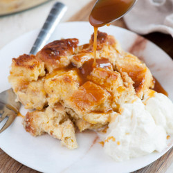 Blueberry &amp; Caramel Brioche Bread Pudding