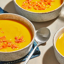 Carrot Cashew Soup With Miso And Sesame