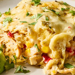 White Chicken Chili Enchilada Casserole