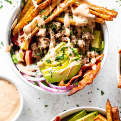 Paleo Burger Bowls With Fries {whole30}