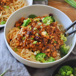 Quick Vegan General Tso's Tofu Noodles