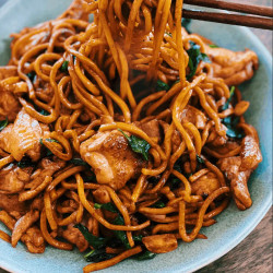 Taiwanese 3 Cup Chicken Noodle Stir-fry
