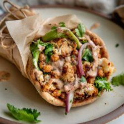 Chili Lime Chickpea Cauliflower Wrap w/ Chipotle-Yoghurt Sauce