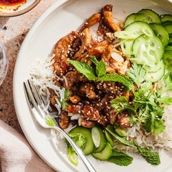 Sticky Glazed Pork Rice Bowls