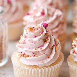 High Altitude Vanilla Raspberry Cupcakes