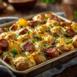 Cheesy Ranch Potatoes And Smoked Sausage