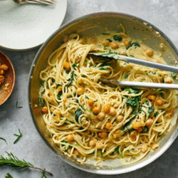 NYT Creamy Chickpea Pasta With Spinach and Thyme