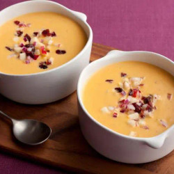 Pumpkin Soup With Chili Cran-apple Relish