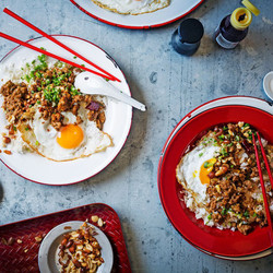 Pork And Egg Dan Dan Rice