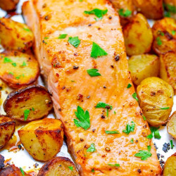 Sheet Pan Lemon Dijon Salmon And Potatoes
