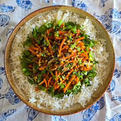 Carrot Mushroom Stir Fry With Kale And Rice