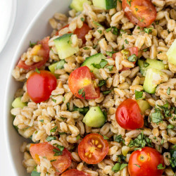 Recipe: Summer Farro Salad With Tomatoes, Cucumbers &amp; Basil