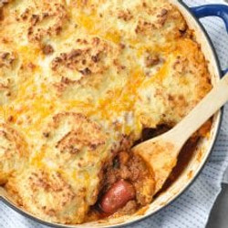Keto Chili Dog Pot Pie Casserole