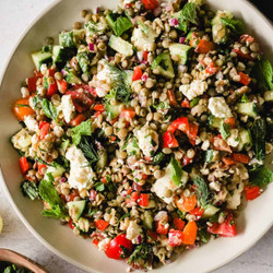 Mediterranean Lentil Salad With Feta And Mint