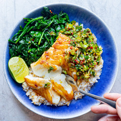 Crispy Cod With Spring Onion &amp; Sesame Butter Sauce