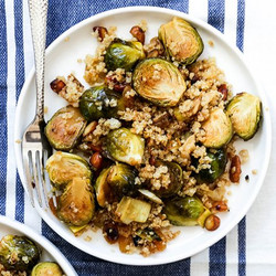 Roasted Brussels Sprouts And Leeks With Quinoa