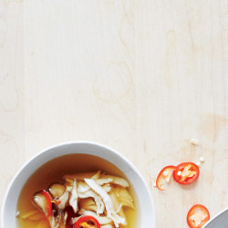 Brothy Poached Chicken With Mushrooms And Fresh Chile