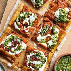 Tomato Tart With Whipped Feta &amp; Peppery Watercress Salad