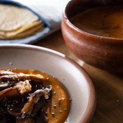 Mole With Sauteed Oyster Mushrooms