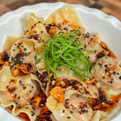 Pork And Prawn Wontons With Crunchy Chilli Oil