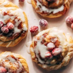Cream Cheese Danishes With Sugared Cranberries And Vanilla Butter Glaze