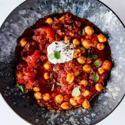 Chorizo, Tomato, And Chickpeas With Yogurt