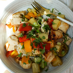 Sheet Pan Chicken Teriyaki Stir-fry + Coconut Rice