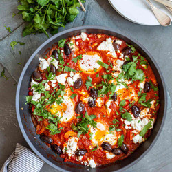 Shakshuka With Feta, Olives, And Peppers