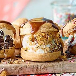Profiterole &amp; Salted Toffee Ice Cream Sandwiches
