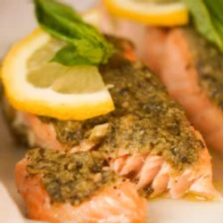 Baked Pesto Butter Salmon