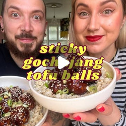 Tofu Balls With Gochujang Glaze