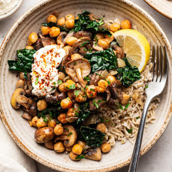 Miso Mushrooms With Chickpeas And Kale