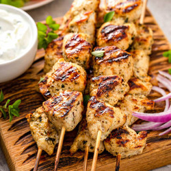 Greek Chicken Souvlaki Gyros w/ Tzatziki
